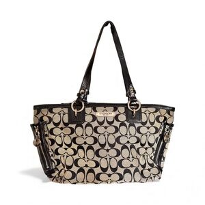 Coach Black and Tan Signature Tote